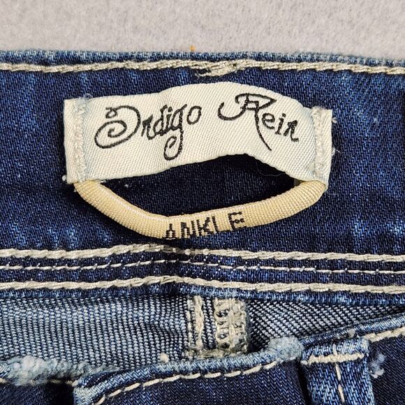 Indigo Rein Metallic Bead Embellished Skinny Jeans Ankle Length Juniors Size 3 - Picture 7 of 8